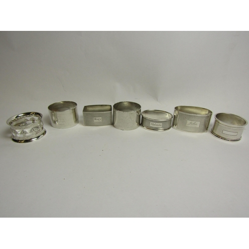 4344 - Seven various silver napkin rings