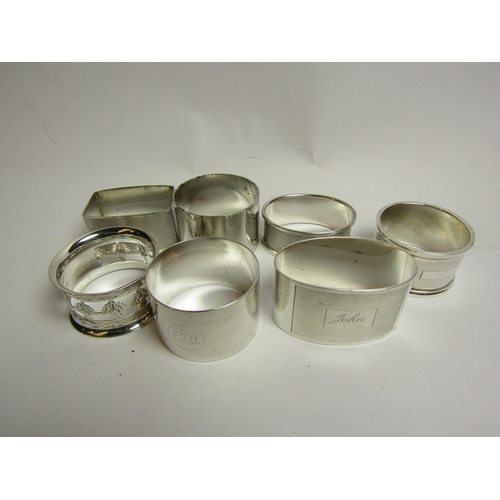 4344 - Seven various silver napkin rings