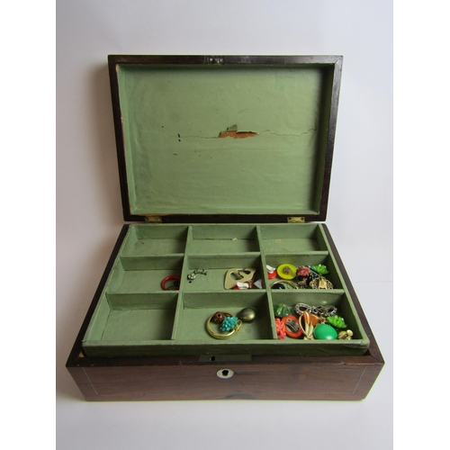 4354 - A work box containing a large quantity of costume jewellery including various rings, earrings, brooc... 