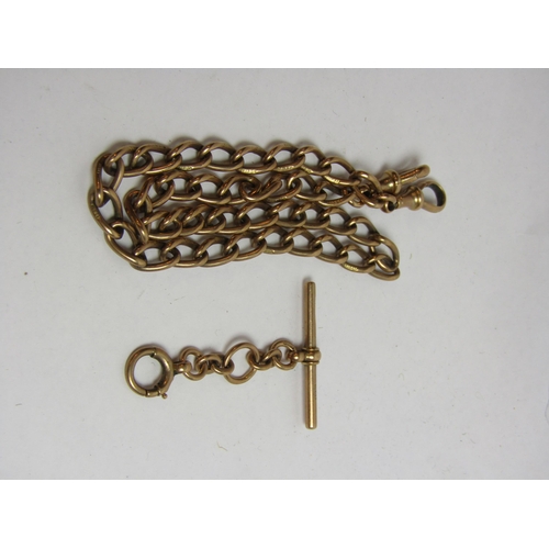 4364 - A 9ct gold chain together with separate T-bar, approximately 35g