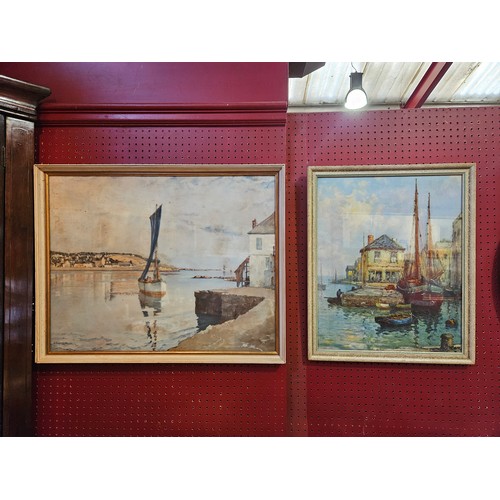 4048 - Two fishing port prints, one after R.Fouques, 49cm x 62cm image size, and the other Bream, 49cm x 39... 