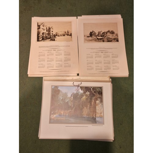 4430 - Eight calendars with etchings after Alan Carr Linford, each signed, including 'Ludstone Hall' and 'C... 