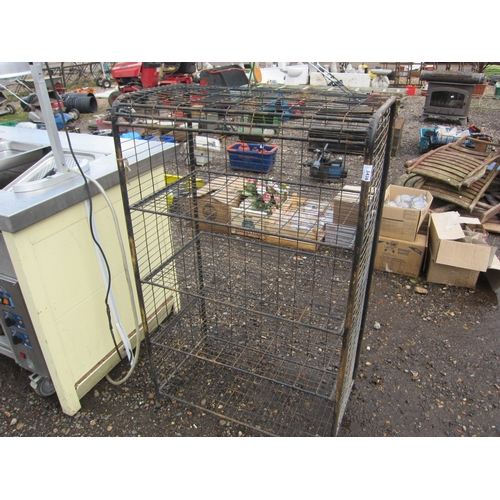 3436 - A metal three tier wirework display shelf