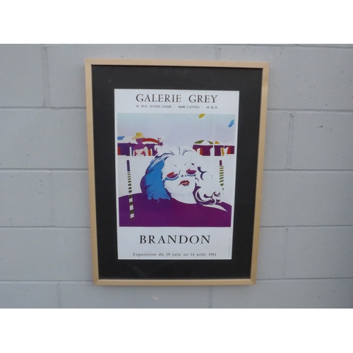 7561 - A framed and glazed exhibition poster - 'Brandon', Grey, Cannes, France. 84cm x 63cm