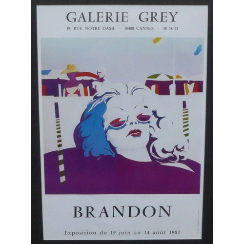 7561 - A framed and glazed exhibition poster - 'Brandon', Grey, Cannes, France. 84cm x 63cm