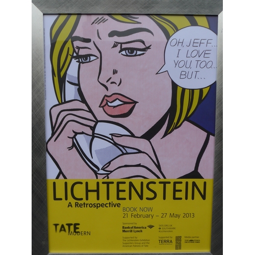 7555 - A framed and glazed retrospective exhibition poster - Lichtenstein 2013 Tate Modern.  Image size 58c... 