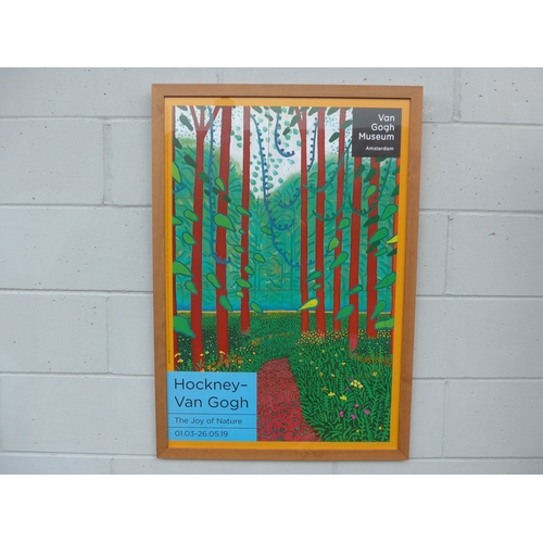 7557 - A framed and glazed exhibition poster - Van Gogh Museum 2019 Hockney-Van Gogh The Joy of Nature. Ima... 