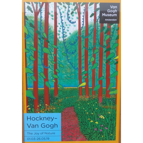 7557 - A framed and glazed exhibition poster - Van Gogh Museum 2019 Hockney-Van Gogh The Joy of Nature. Ima... 