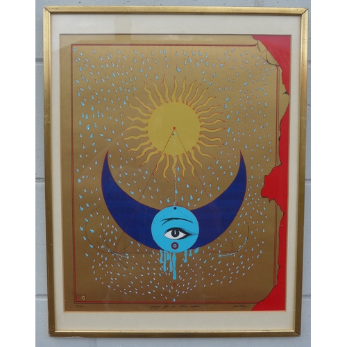 7564 - ANTHONY STRUWER (b.1942) A framed and glazed colour lithograph titled 'Blue Moon'. No. 80/125. 48.5c... 