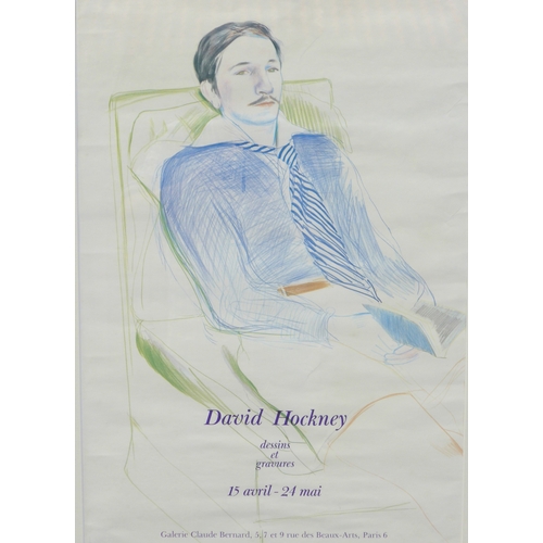 7559 - A framed and glazed David Hockney exhibition poster - 'Dessins Et Gravures' 15 Avril-24 Mai 1975 Gal... 