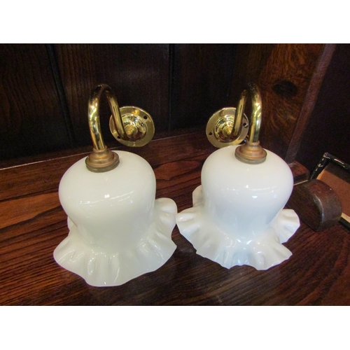 1394 - A pair of Christopher Wray frilly petticoat wall mounted light shades