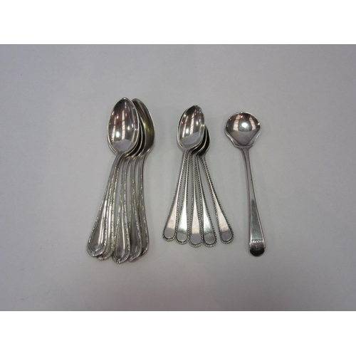 1289 - A set of five silver teaspoons, set of five silver coffee spoons and a silver mustard spoon (11)