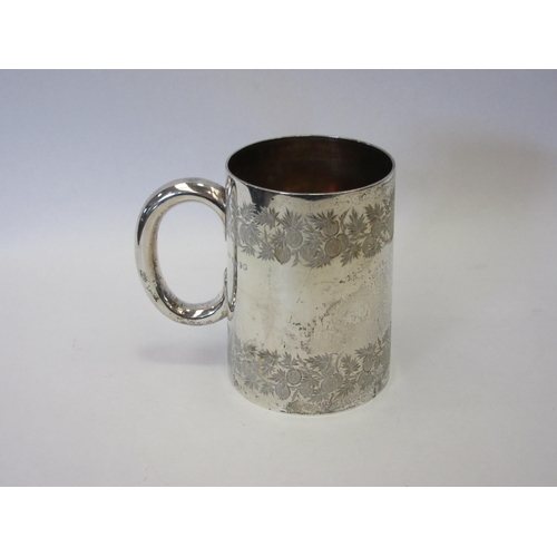 1326 - A silver tankard with etched leaf and fruit design, marked London 1872, Goldsmiths Alliance Limited,... 