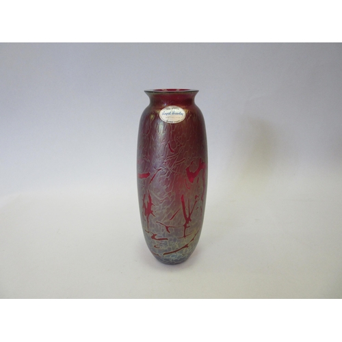 1330 - A Royal Brierley Art glass vase with mottled design, paper label, 18cm tall