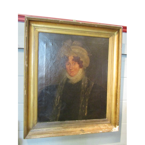 1065 - An early 19th Century portrait of Mrs William Harding.  Gilt frame.  Details verso. 75cm x 62cm imag... 