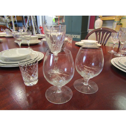 1076 - A collection of glass and crystal including mug, brandy glasses and crystal sherry tumblers