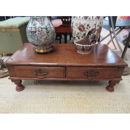 1082 - An early 19th Century possibly Eastern oak table of small proportions with two drawers, 28cm tall x ... 