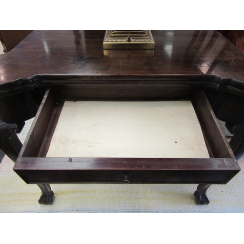 1089 - A Victorian mahogany games table on slender cabriole legs to ball and claw feet, a/f to top