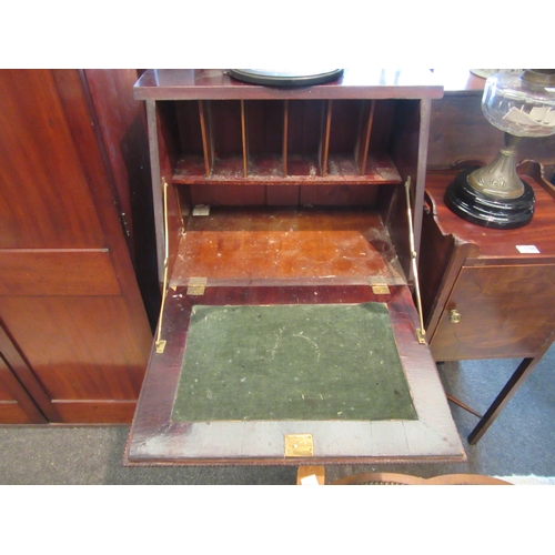 1102 - An early 20th Century oak student's bureau, with parquetry panel to the fall-front (a/f), 103cm tall... 