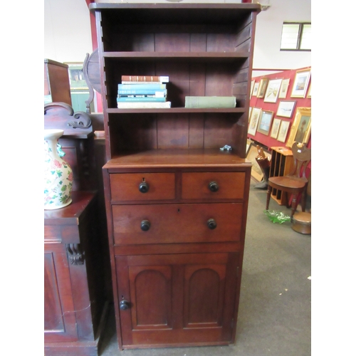 1110 - A 19th Century small mahogany unit of open adjustable shelves, over two short and one long drawer, o... 