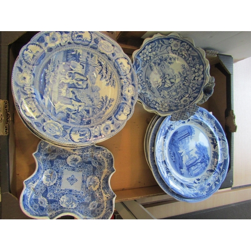 1153 - A box of blue and white ceramics including Spode