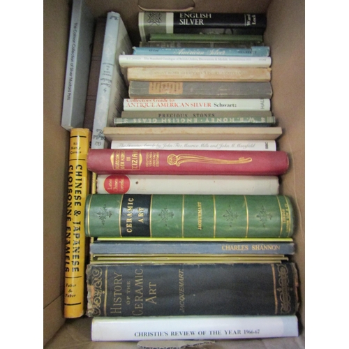 1159 - Two boxes of assorted antiques and collecting reference books, including Chinese porcelain, ceramic ... 