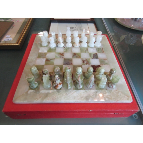 1174 - An onyx chess set - boxed