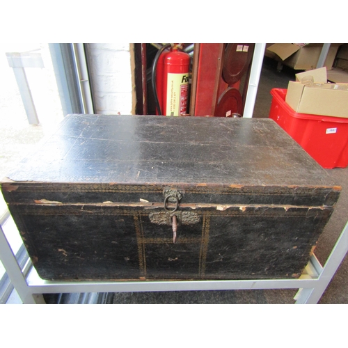 1190 - A late Georgian/early Victorian leather covered trunk with twin handles, John Viney & Co. label to i... 