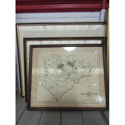 1203 - Three framed and glazed maps, one of Norfolk and two of Rutlandshire