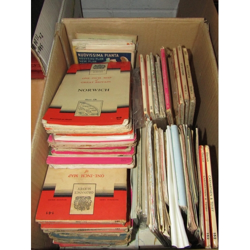 1206 - Two boxes of vintage travel guides and folding maps, etc