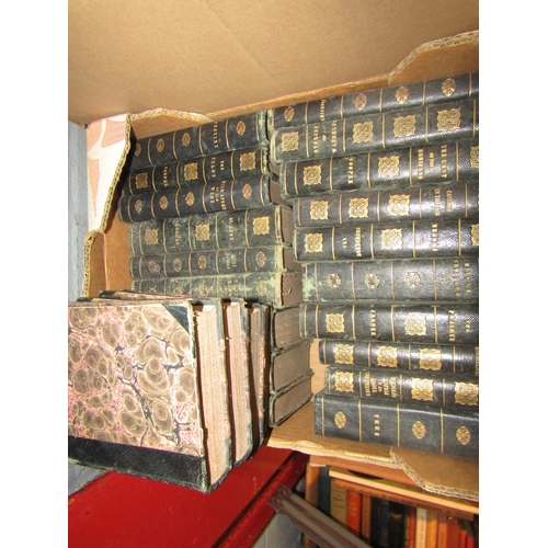 1228 - Two boxes of assorted antiquarian and leather bound books