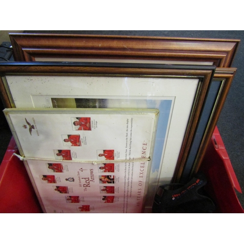 1234 - A box of Red Arrows items including various signed framed pictures a/f, calendars and baseball cap