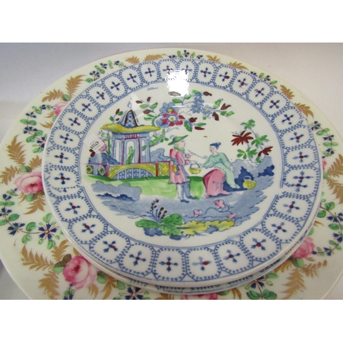 1385 - A collection of late 19th/early 20th Century plates and bowls including Chinese garden themed and fl... 