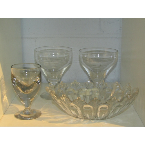 1395 - A Georgian glass rummer, two Victorian dessert glasses and a crystal dish (4)