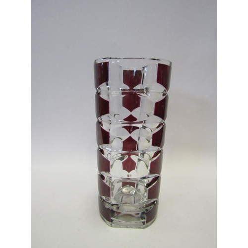 1450 - A French early 20th Century glass vase with red panel design, 24cm tall