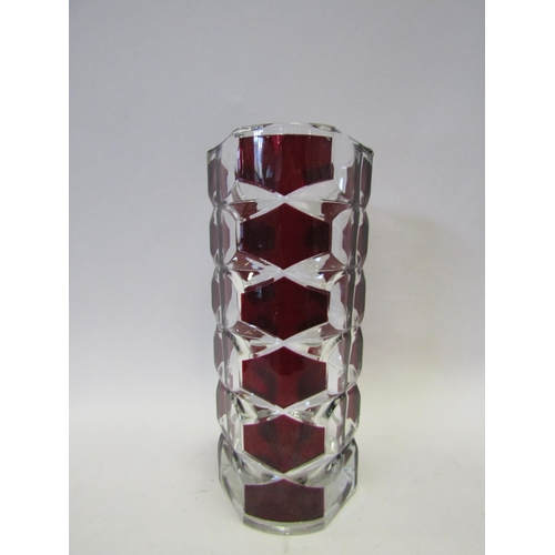 1450 - A French early 20th Century glass vase with red panel design, 24cm tall