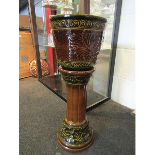 1456 - A West German ceramic jardiniere on stand, 59cm tall