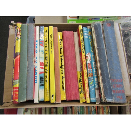 1462 - Four boxes of assorted children’s books and annuals, including Anthony Buckeridge ‘Jennings’ books, ... 