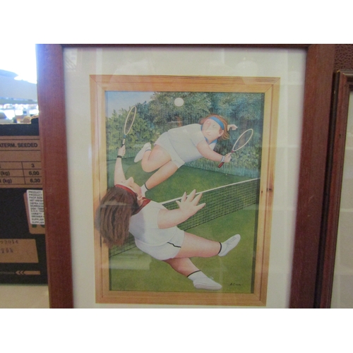 1418 - Two Beryl Cook prints and a Jack Vettriano print, all framed and glazed (3)