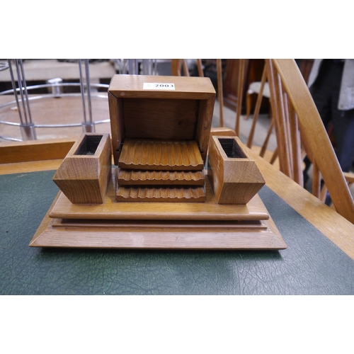 2003 - An Art Deco oak cigarette desk stand