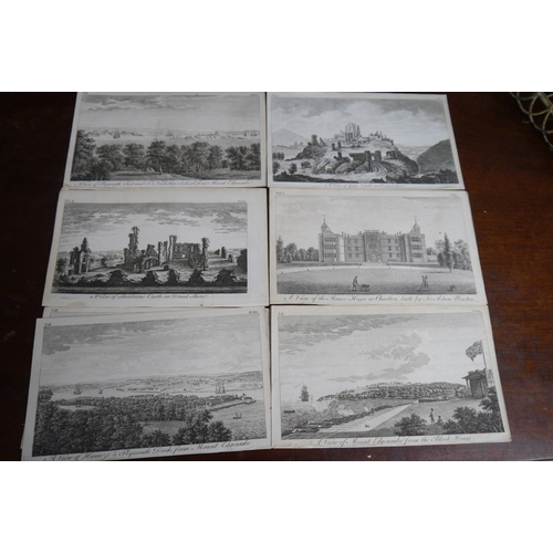 2090 - 16 late 18th Century Architectural prints of Devon, Dorset and Cornwall Views of castles