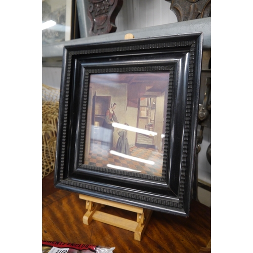 2099 - An ornate gilt framed mirror and a Dutch print