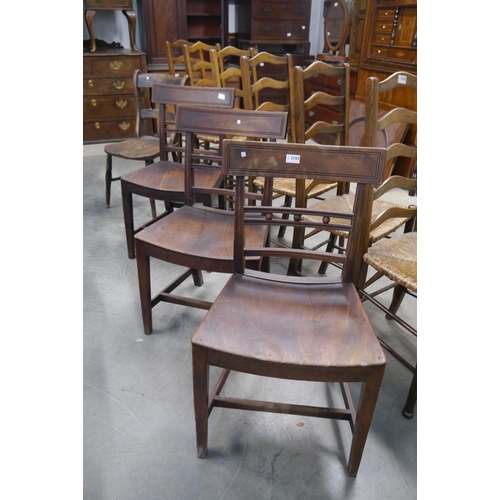 2183 - Three Georgian mahogany ball back dining chairs and a knife back dining chair