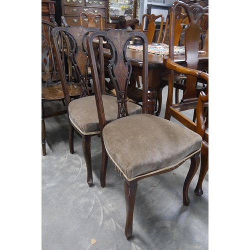 2193 - A pair of Edwardian inlaid mahogany side chairs