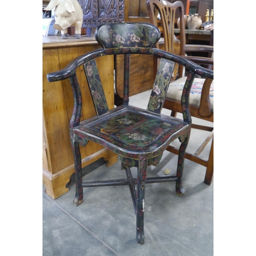 2210 - An Oriental painted corner chair