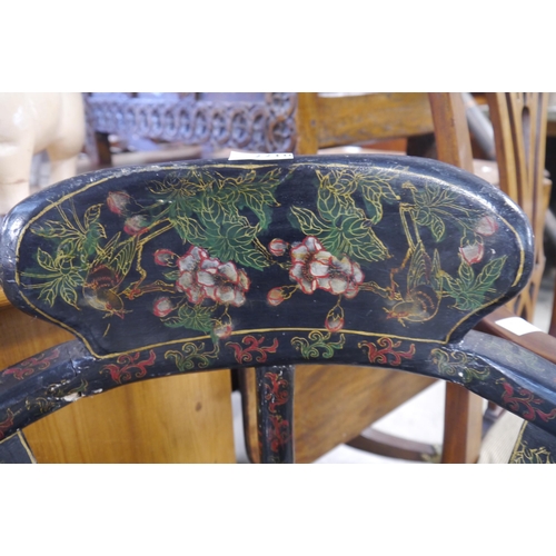 2210 - An Oriental painted corner chair