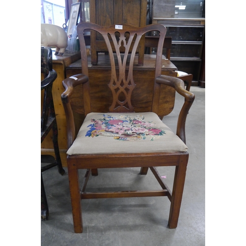 2211 - A George III mahogany carver chair, Hepplewhite style, drop-in seat