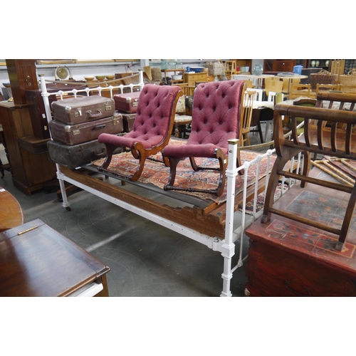 2246 - An Edwardian brass and iron double bed with sprung frame