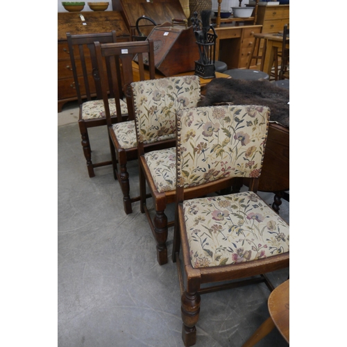 2256 - Four (2+2) 1940's oak dining chairs