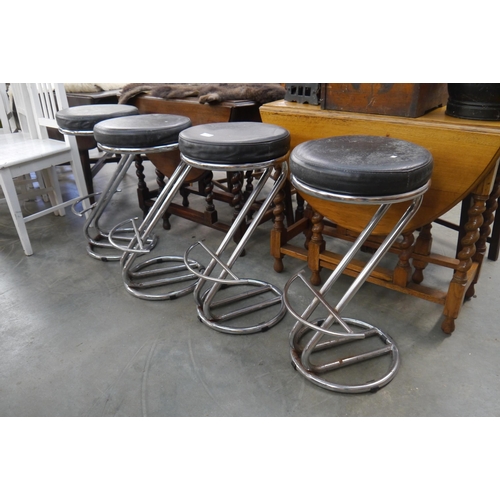 2259 - Four chrome base stools with leatherette top